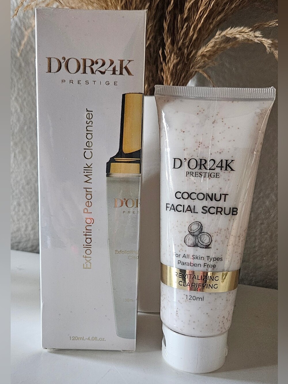 D'OR24K Coconut Facial Scrub & Exfoliating Pearl Milk Cleanser 4.0 fl.oz.